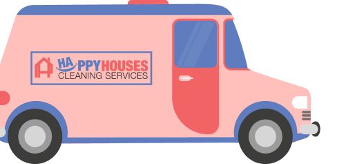 happy house cleaning service van